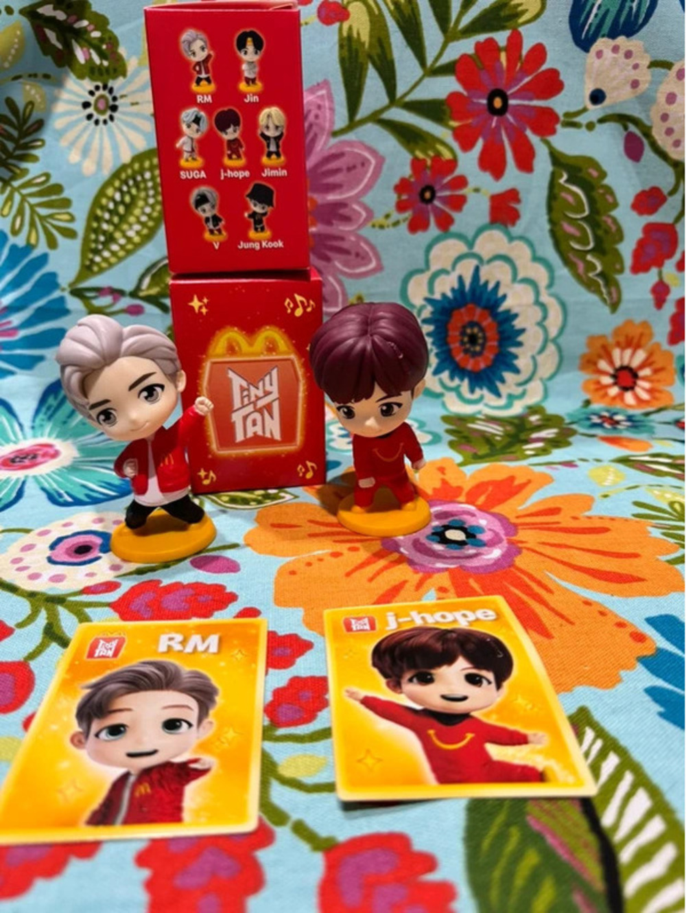 BTS x McDonald’s TinyTAN Figures RM & j-hope with Character Cards and‎ Boxes